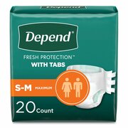 Depend Incontinence Protection with Tabs, Small/Medium, 19 in. to 34 in. Waist, 60PK 35456